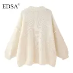 EDSA Women Basic Casual Loose Button Plain Knit Sweater Solid Coat New 2024 Autumn Winter Fasion Lazy Cozy Basic Sweater - Image 4