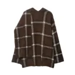 2025 New Women Fashion Plaid Knitted Cardigans Long Sleeve Scarf Collar Sweater Cardigan Autumn Winter New Style Knitwear Coat - Image 4